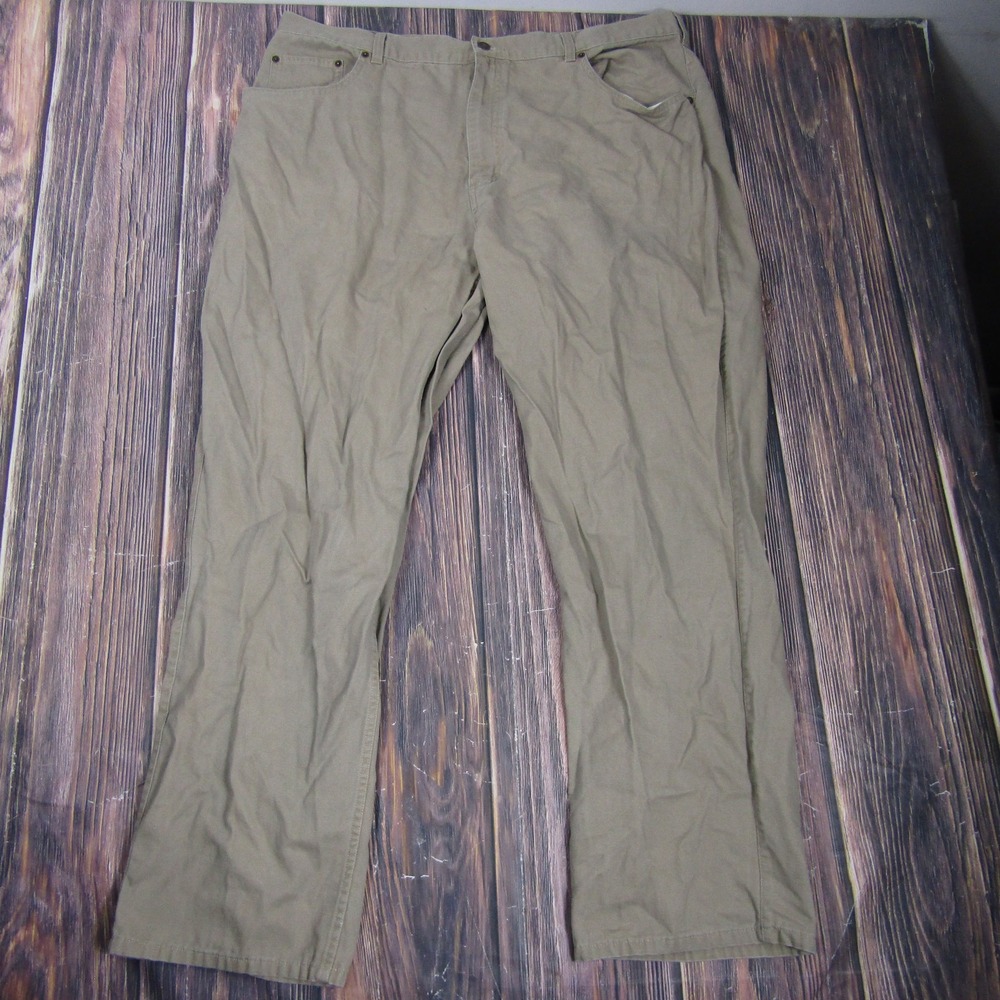 Roundtree & Yorke Pants Mens 42x32 Khaki Classic Fit Straight‎ Leg Casual Cotton